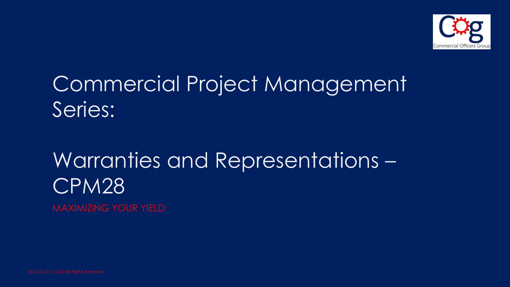 Warranties and Representations CPM28 (2022) Commercial Officers Group